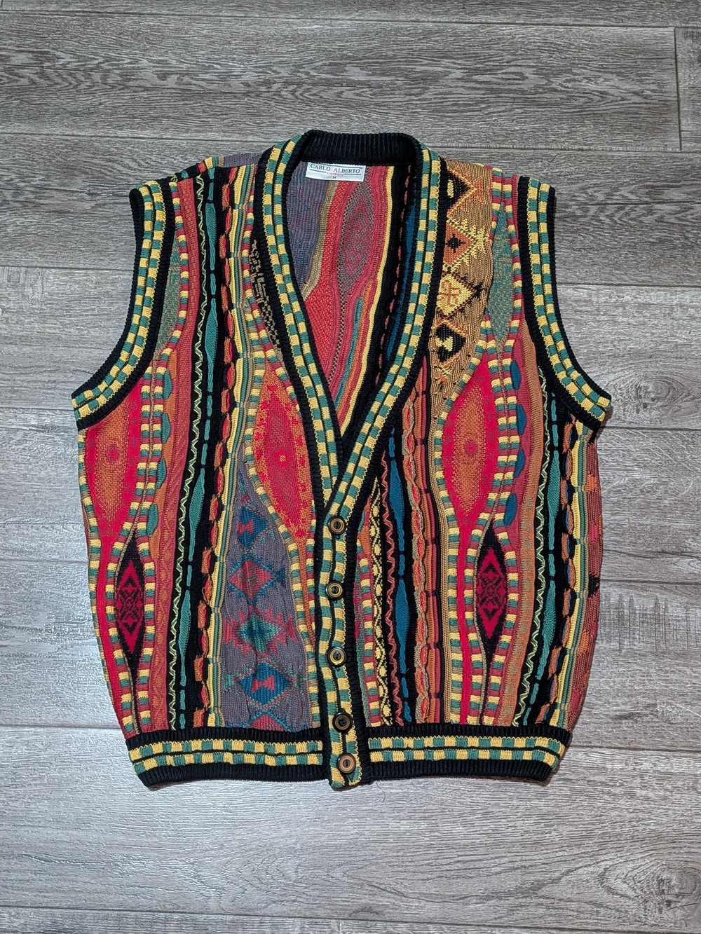Vintage Carlo Alberto 3D Knit Sweater Vest Size